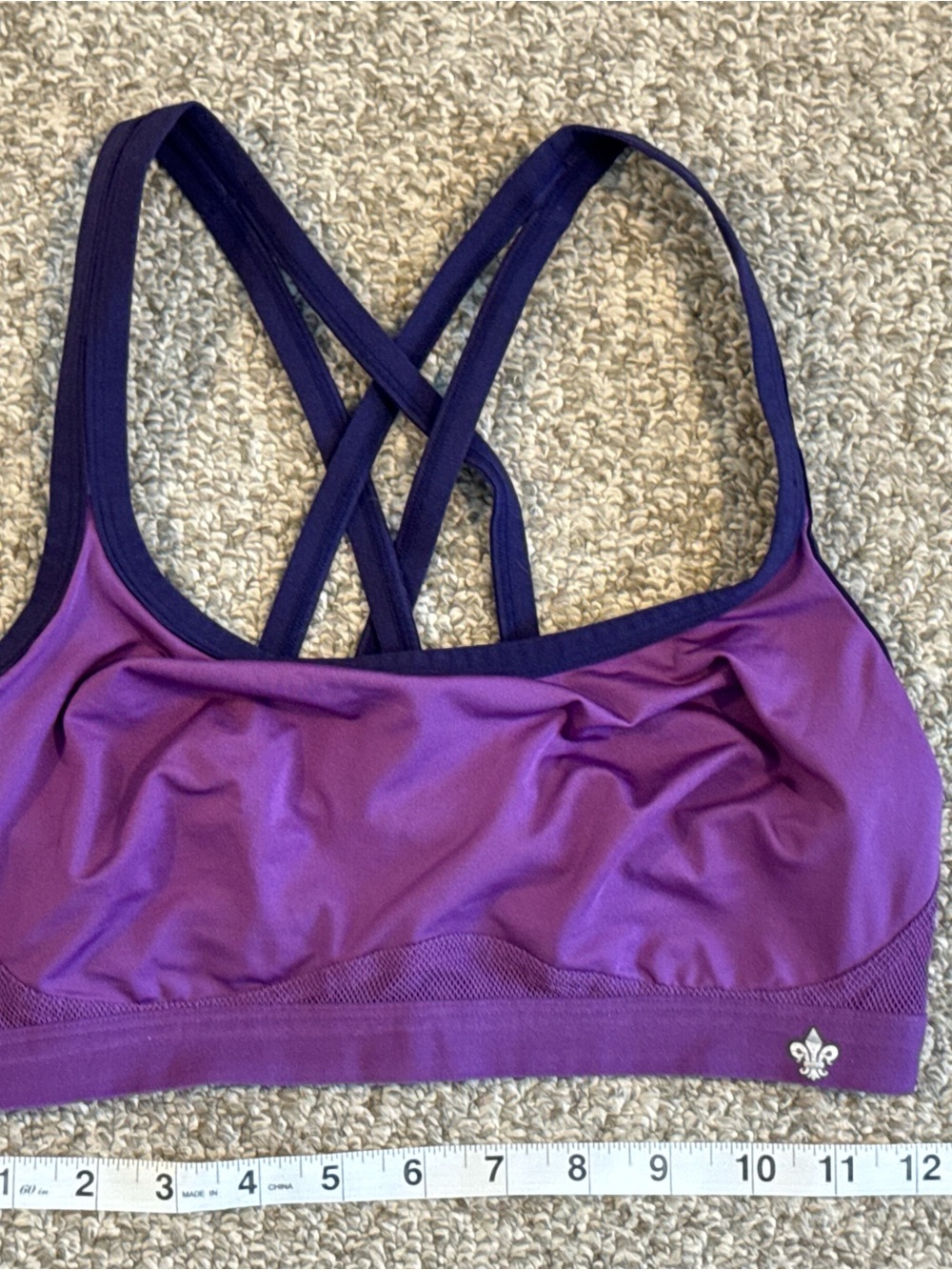Lily of France Purple Crisscross Strappy Sports Bra Size Large